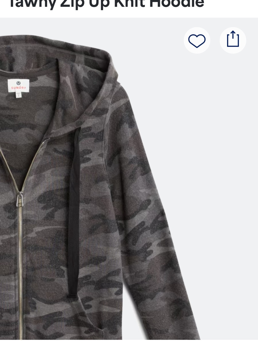 Sundry Tawn y Zip-Up Camo Hoodie in Gray & Charcoal